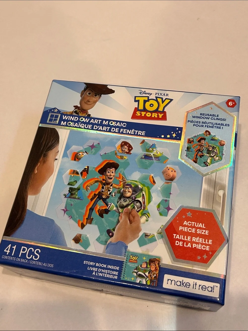 Disney Toy Story Reusable Window Art Mosaic puzzle 41 piece Blue & Green new